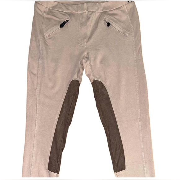 BCBG MAXAZRIA RIDING LEGGINGS PANTS WOMEN COLOR TAN KNEE-PATCH BREECH SIZE 30 - Picture 3 of 10